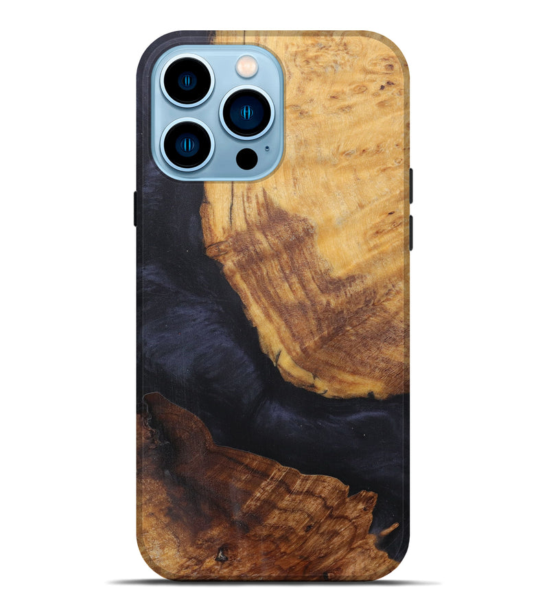 iPhone 14 Pro Max Wood+Resin Live Edge Phone Case - Eden (Pure Black, 595482)