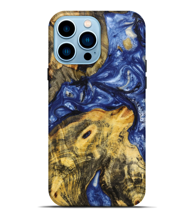 iPhone 14 Pro Max Wood+Resin Live Edge Phone Case - Braylon (Blue, 638539)