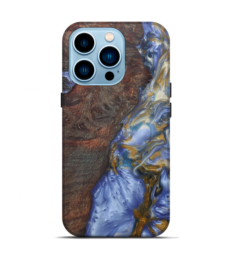 iPhone 14 Pro Wood+Resin Live Edge Phone Case - Jo (Light Blue, 598596)