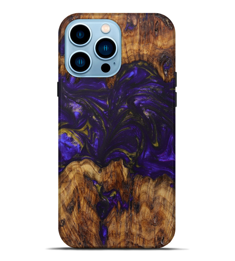 iPhone 14 Pro Max Wood+Resin Live Edge Phone Case - Malaki (Purple, 622911)