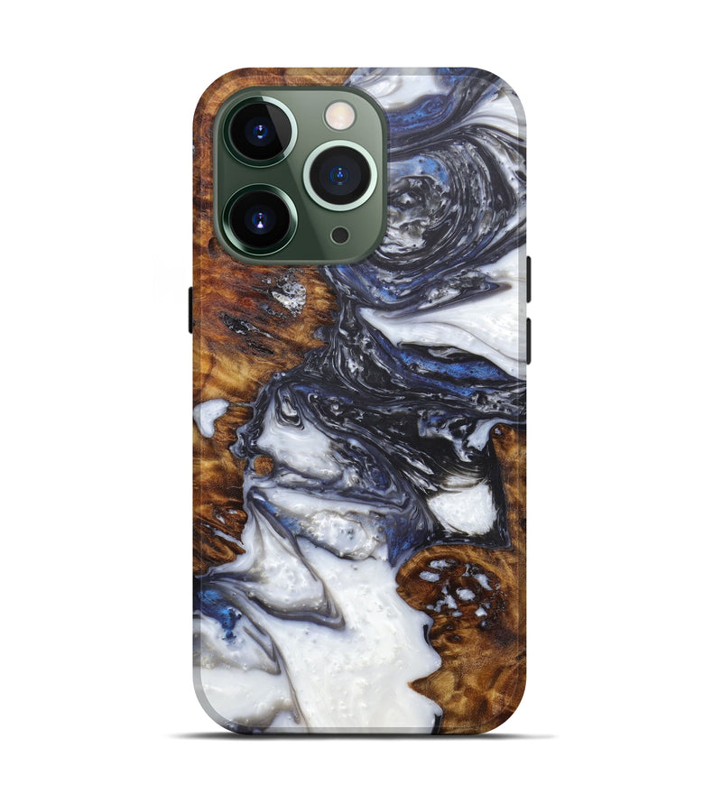 iPhone 13 Pro Wood+Resin Live Edge Phone Case - Zoe (Black & White, 597056)