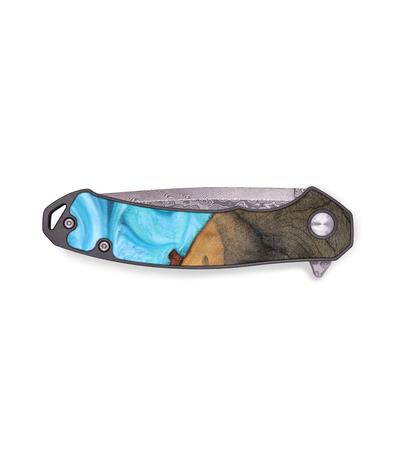 EDC Wood+Resin Pocket Knife - Tristen (Blue, 637067)
