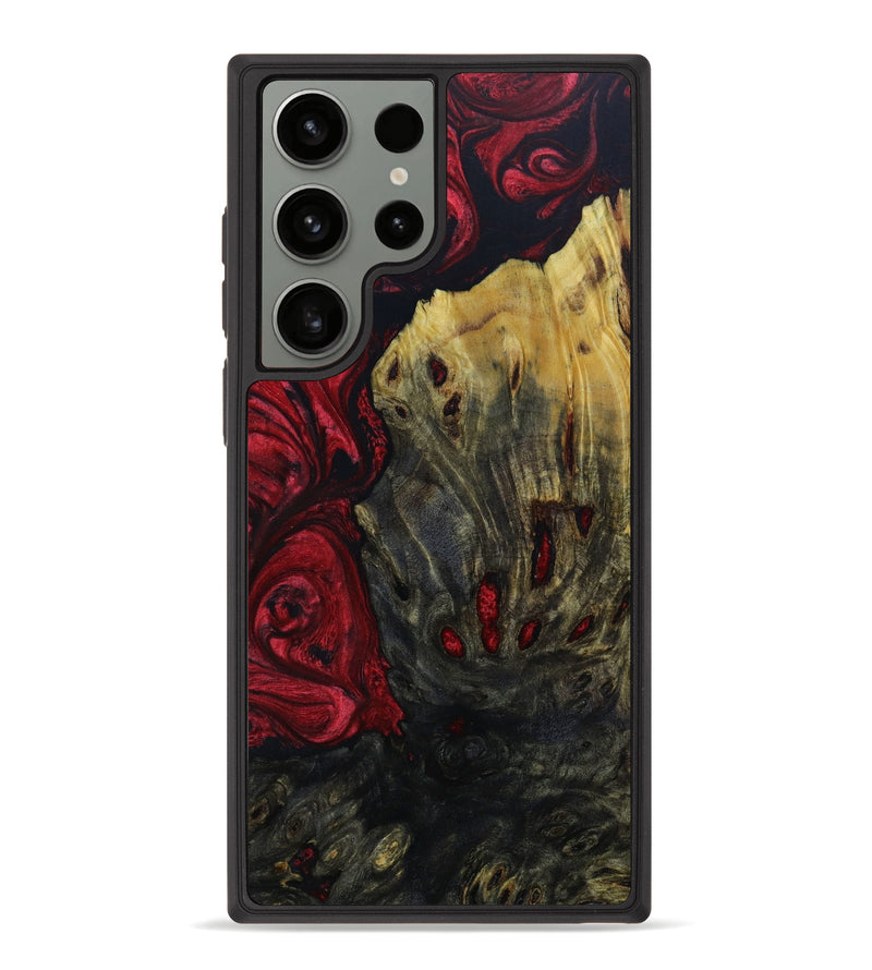 Galaxy S23 Ultra Wood+Resin Phone Case - Paisley (Red, 645689)