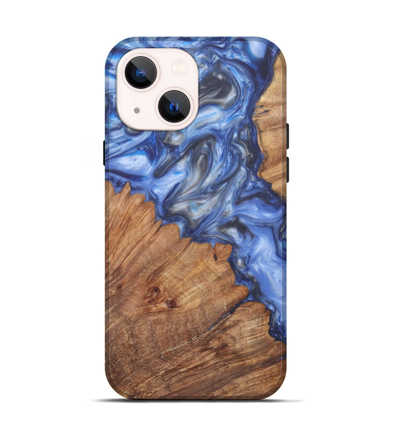 iPhone 13 Wood+Resin Live Edge Phone Case - Maroun (Light Blue, 579124)