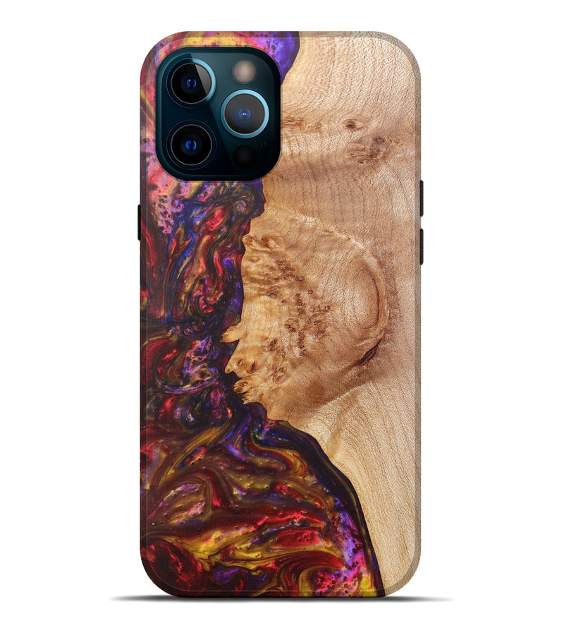 iPhone 12 Pro Max Wood+Resin Live Edge Phone Case - Page (Dark Red, 608588)