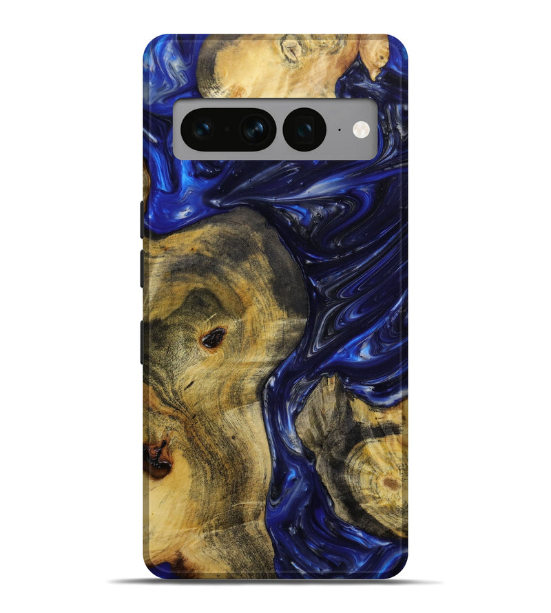 Pixel 7 Pro Wood+Resin Live Edge Phone Case - Sean (Blue, 647380)