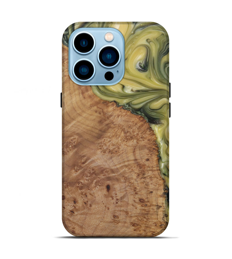 iPhone 14 Pro Wood+Resin Live Edge Phone Case - Eddie (Dark Green, 588662)
