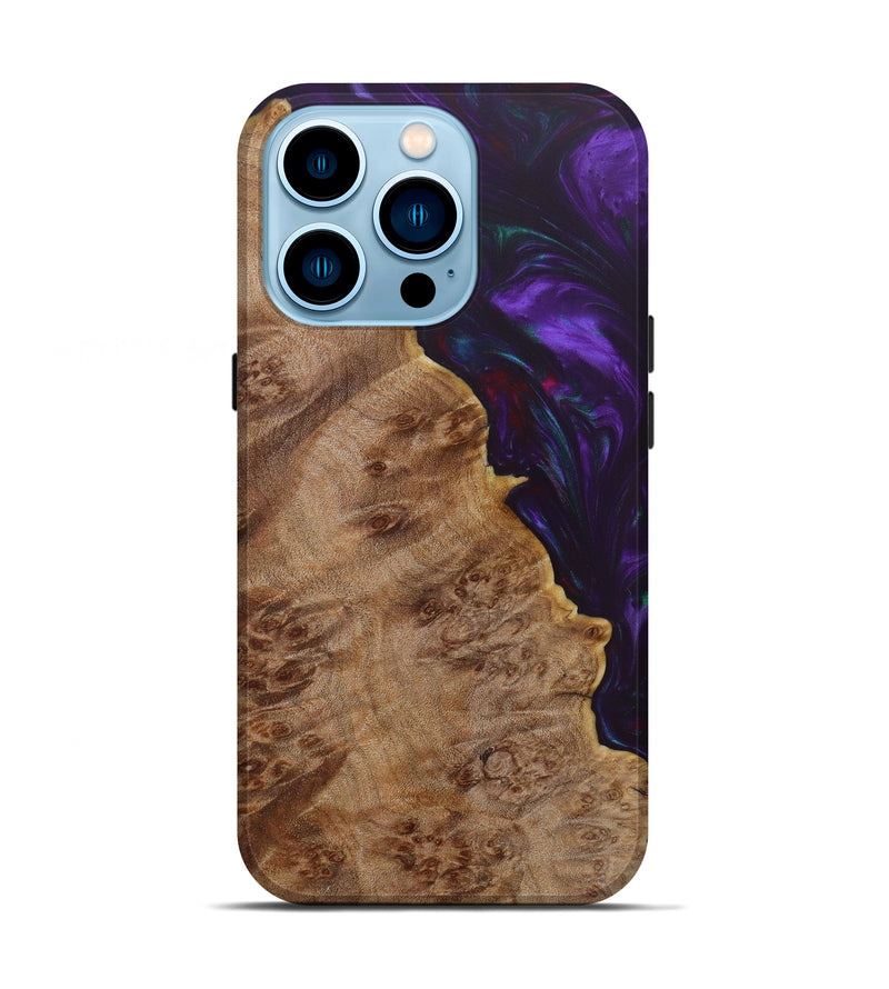 iPhone 14 Pro Wood+Resin Live Edge Phone Case - Mitch (Purple, 620131)