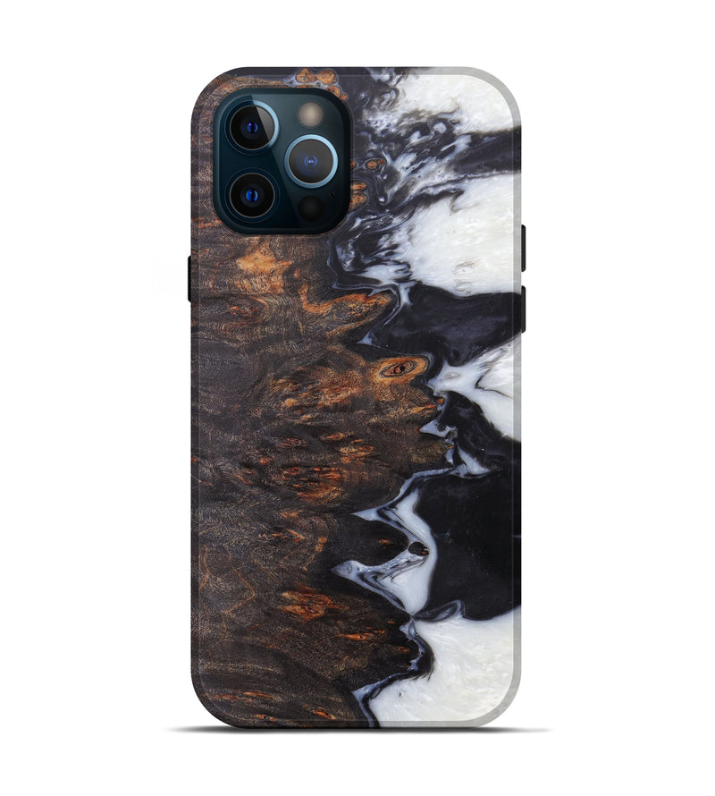 iPhone 12 Pro Wood+Resin Live Edge Phone Case - Minerva (Black & White, 602492)