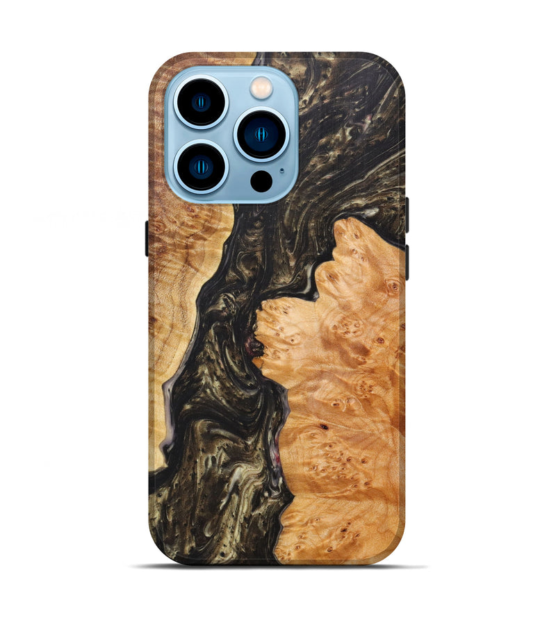 iPhone 14 Pro Wood+Resin Live Edge Phone Case - Maud (Metallic, 607186)