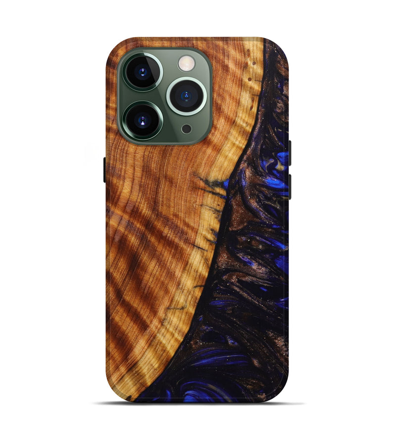iPhone 13 Pro Wood+Resin Live Edge Phone Case - Victoria (Blue, 626627)