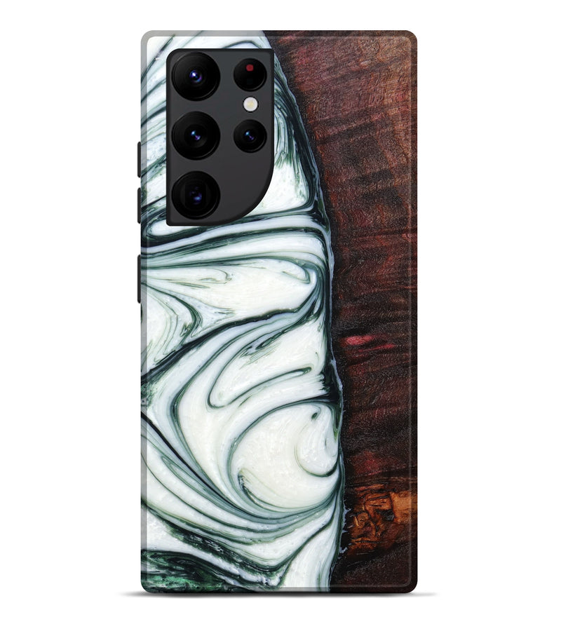Galaxy S22 Ultra Wood+Resin Live Edge Phone Case - Brodie (Black & White, 633088)