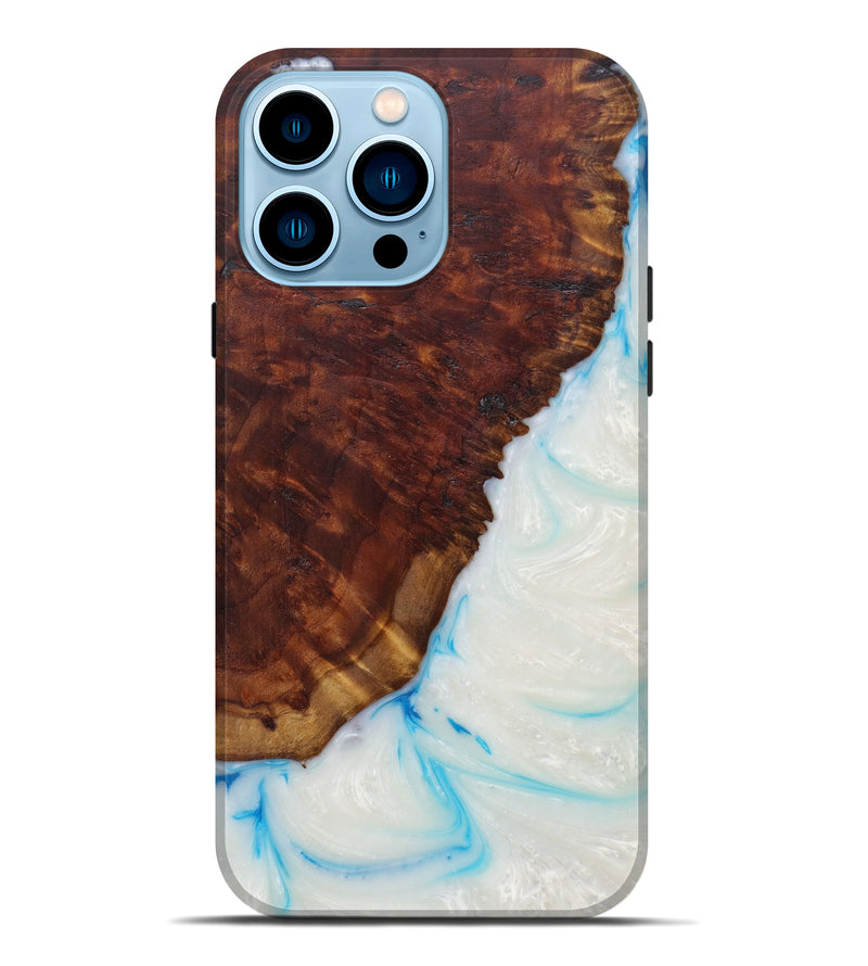 iPhone 14 Pro Max Wood+Resin Live Edge Phone Case - Adiana (Light Blue, 591775)