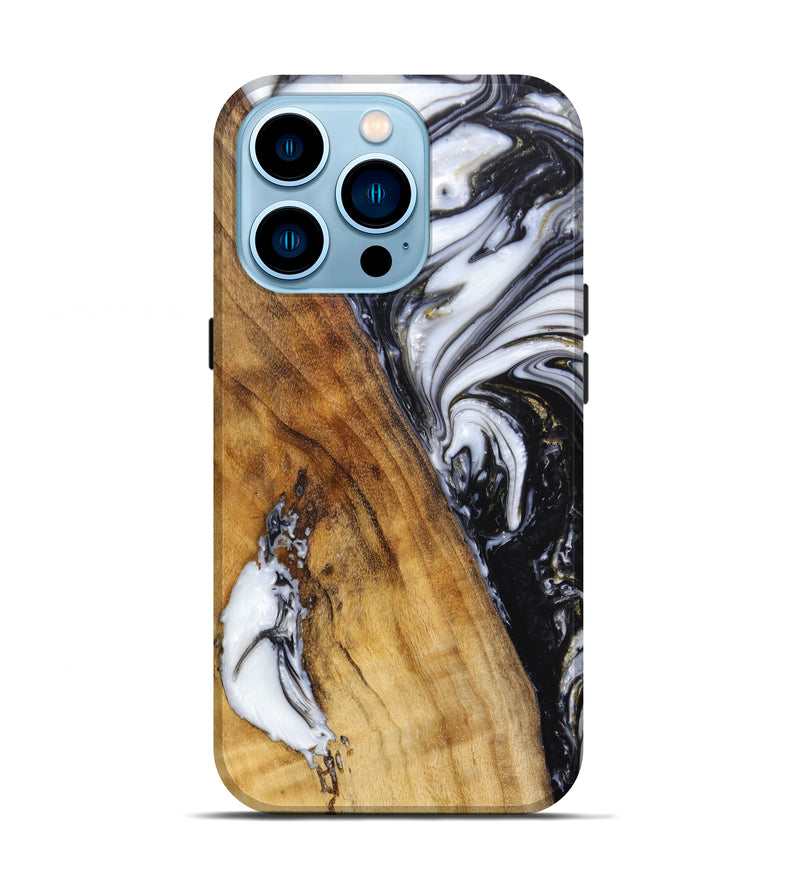iPhone 14 Pro Wood+Resin Live Edge Phone Case - Ismael (Black & White, 629780)