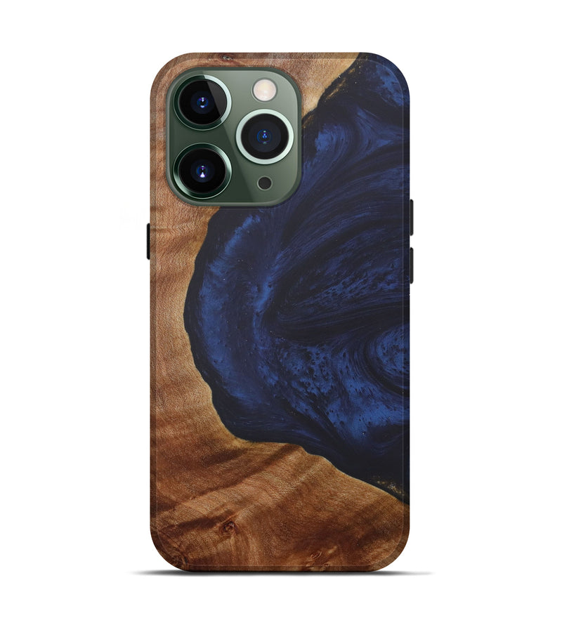 iPhone 13 Pro Wood+Resin Live Edge Phone Case - Laquita (Blue, 619553)