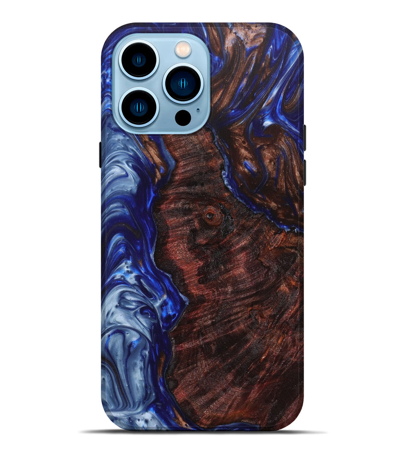 iPhone 14 Pro Max Wood+Resin Live Edge Phone Case - Eric (Blue, 630432)