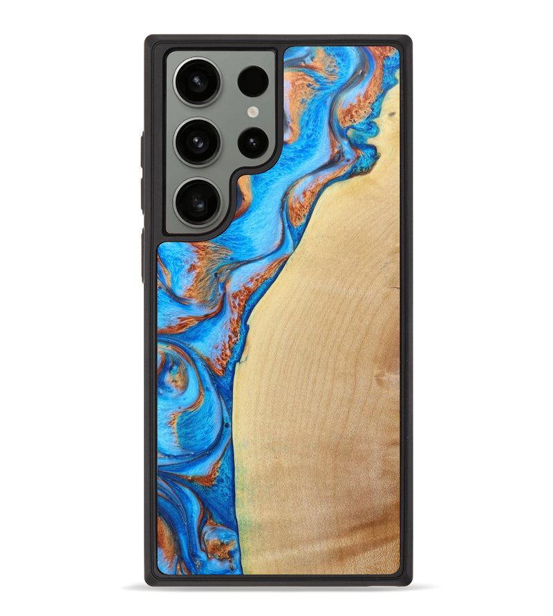 Galaxy S23 Ultra Wood+Resin Phone Case - Darci (Teal & Gold, 621175)