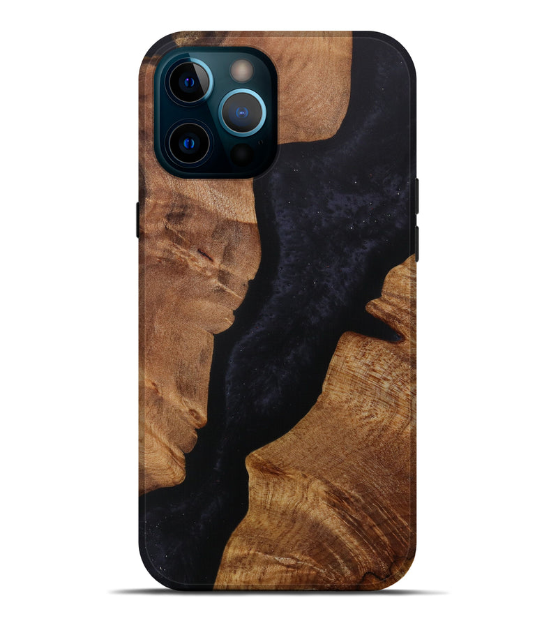 iPhone 12 Pro Max Wood+Resin Live Edge Phone Case - Avalynn (Pure Black, 619529)