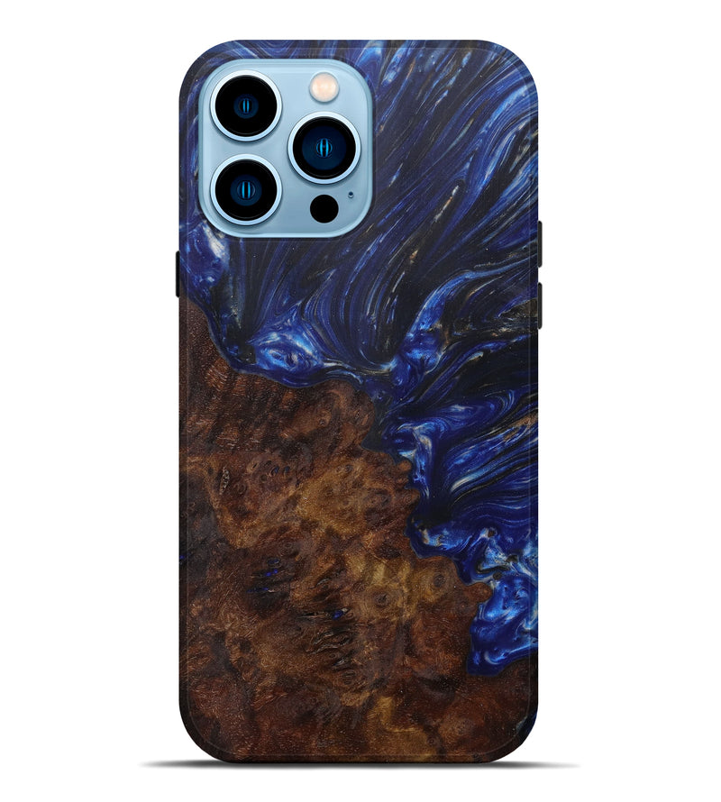 iPhone 14 Pro Max Wood+Resin Live Edge Phone Case - Corene (Dark Blue, 597265)