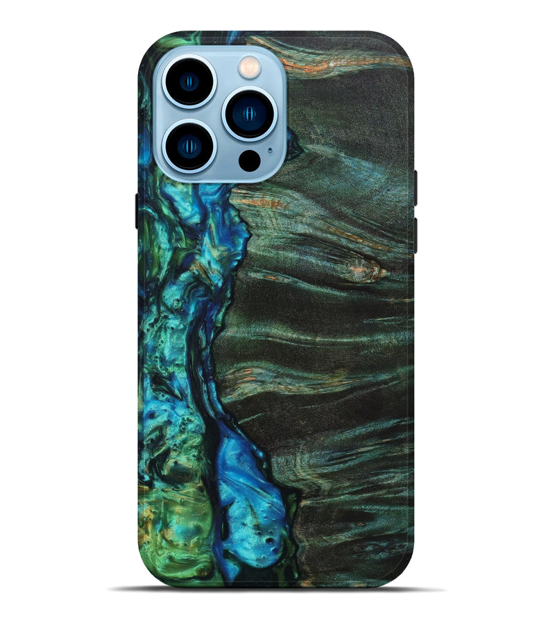 iPhone 14 Pro Max Wood+Resin Live Edge Phone Case - Ursula (Green, 631264)