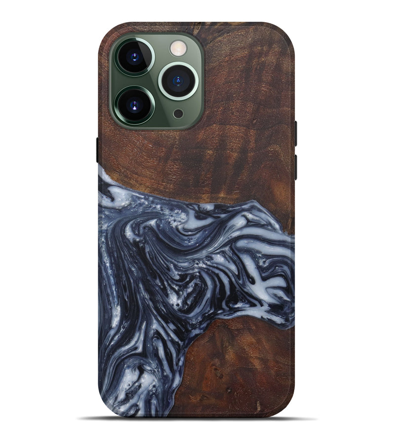 iPhone 13 Pro Max Wood+Resin Live Edge Phone Case - Warren (Black & White, 576810)