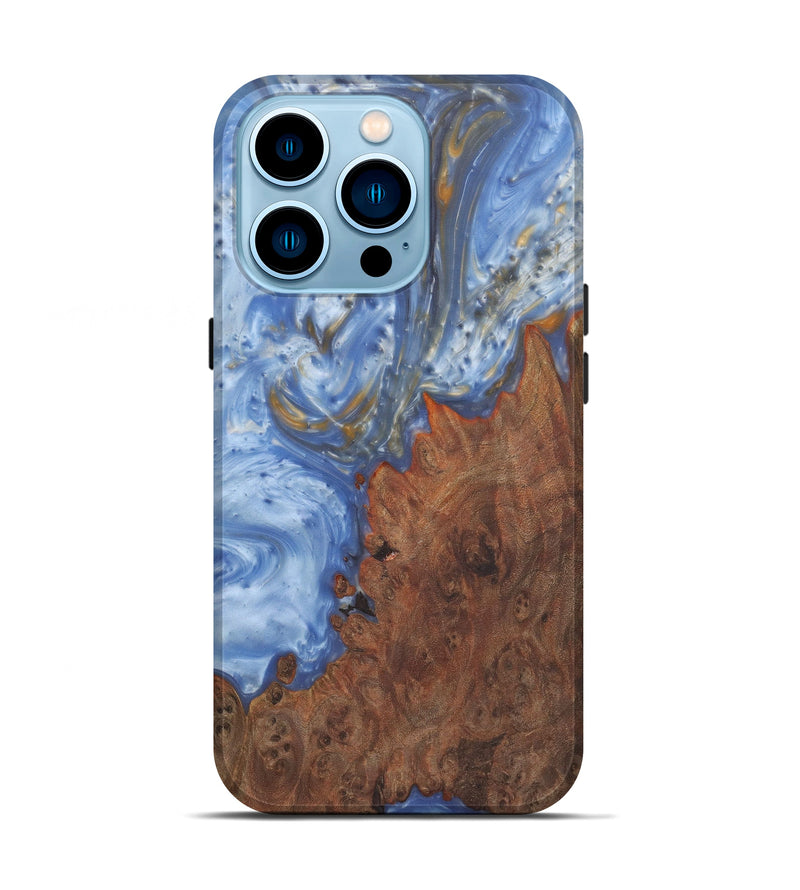 iPhone 14 Pro Wood+Resin Live Edge Phone Case - Alec (Light Blue, 594771)