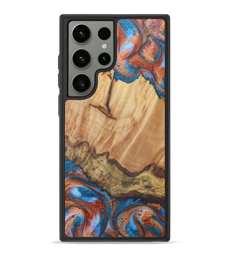 Galaxy S23 Ultra Wood+Resin Phone Case - Tarah (Teal & Gold, 621174)
