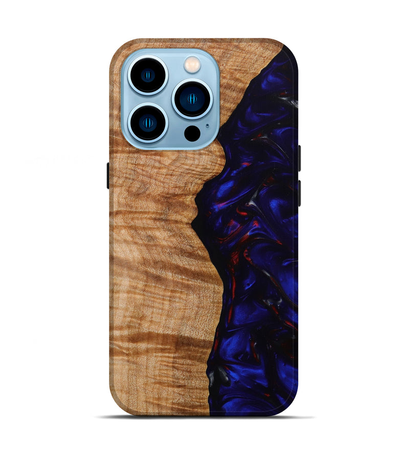 iPhone 14 Pro Wood+Resin Live Edge Phone Case - Kailani (Blue, 642669)