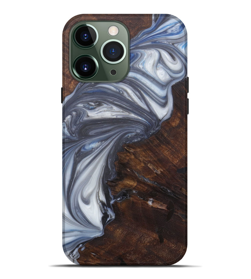 iPhone 13 Pro Max Wood+Resin Live Edge Phone Case - Grace (Light Blue, 602466)