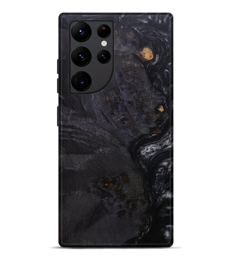 Galaxy S22 Ultra Wood+Resin Live Edge Phone Case - Radha (Pure Black, 596622)