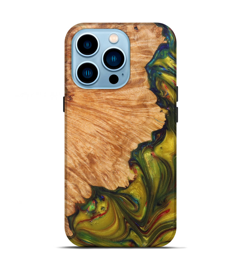 iPhone 14 Pro Wood+Resin Live Edge Phone Case - Xiomara (Metallic, 616856)