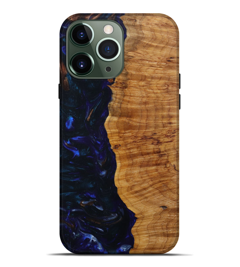 iPhone 13 Pro Max Wood+Resin Live Edge Phone Case - Wynter (Blue, 642272)