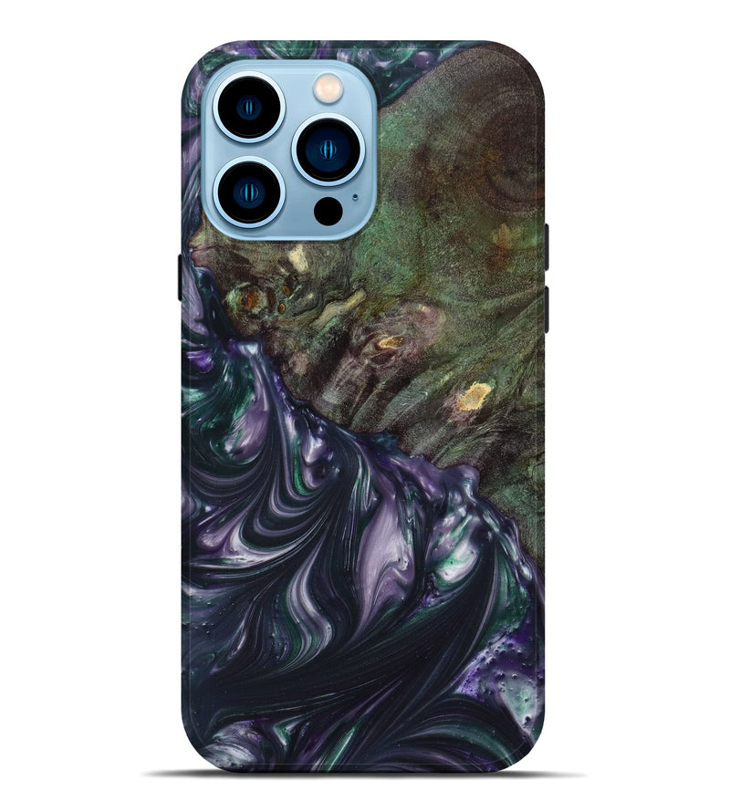iPhone 14 Pro Max Wood+Resin Live Edge Phone Case - Wilmer (Green, 633249)