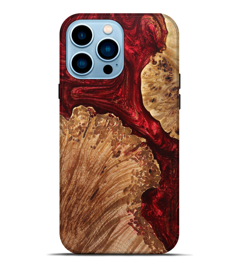 iPhone 14 Pro Max Wood+Resin Live Edge Phone Case - Joanne (Red, 637519)