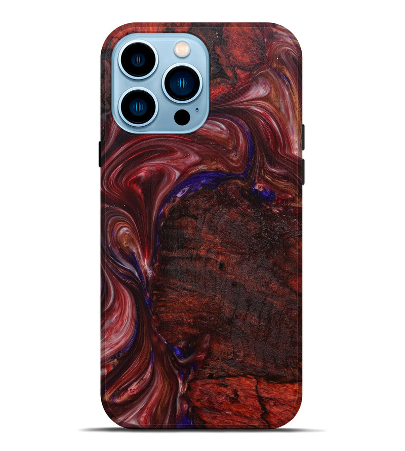 iPhone 14 Pro Max Wood+Resin Live Edge Phone Case - Bert (Dark Red, 588707)