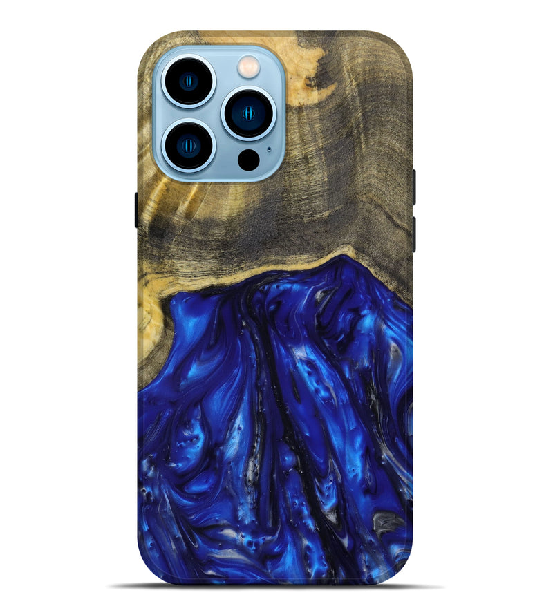 iPhone 14 Pro Max Wood+Resin Live Edge Phone Case - Nakia (Blue, 647381)