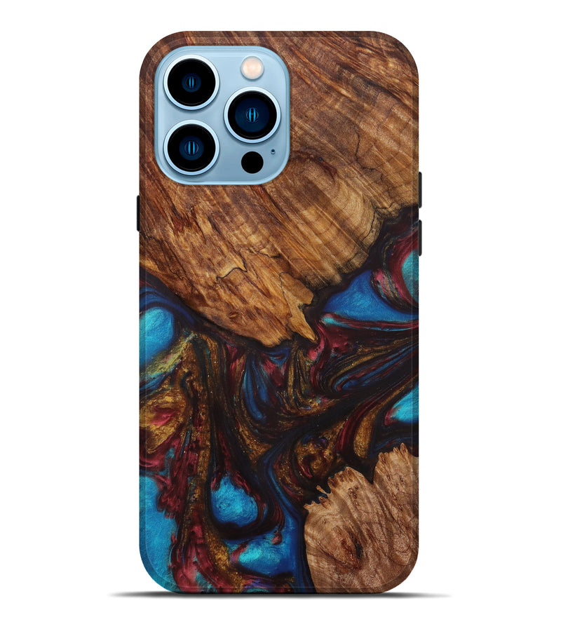 iPhone 14 Pro Max Wood+Resin Live Edge Phone Case - Armelle (Dark Red, 604565)