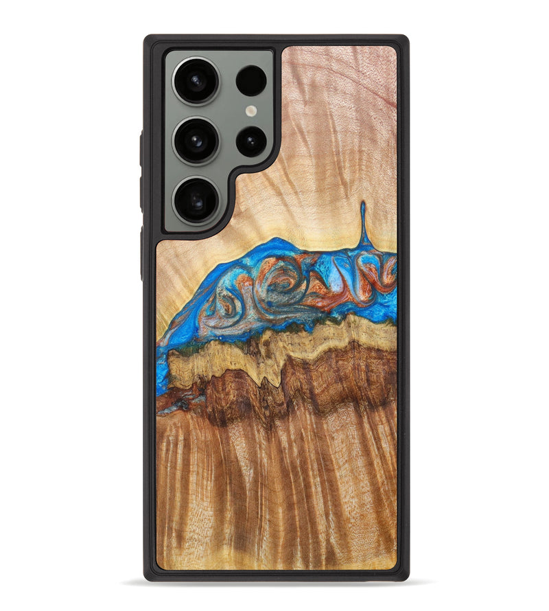 Galaxy S23 Ultra Wood+Resin Phone Case - Amie (Teal & Gold, 630751)