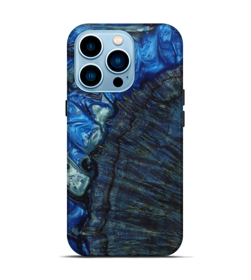 iPhone 14 Pro Wood+Resin Live Edge Phone Case - Kacie (Blue, 622952)