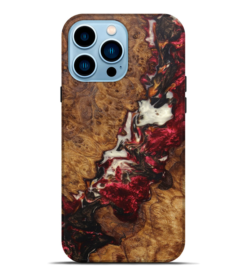 iPhone 14 Pro Max Wood+Resin Live Edge Phone Case - Aja (Red, 631401)