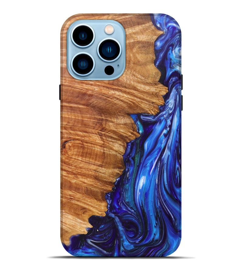 iPhone 14 Pro Max Wood+Resin Live Edge Phone Case - Krissy (Light Blue, 605568)