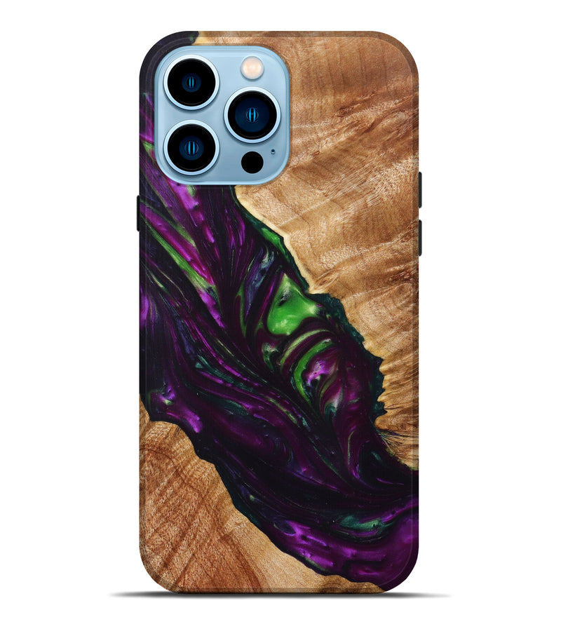 iPhone 14 Pro Max Wood+Resin Live Edge Phone Case - Urijah (Purple, 626889)