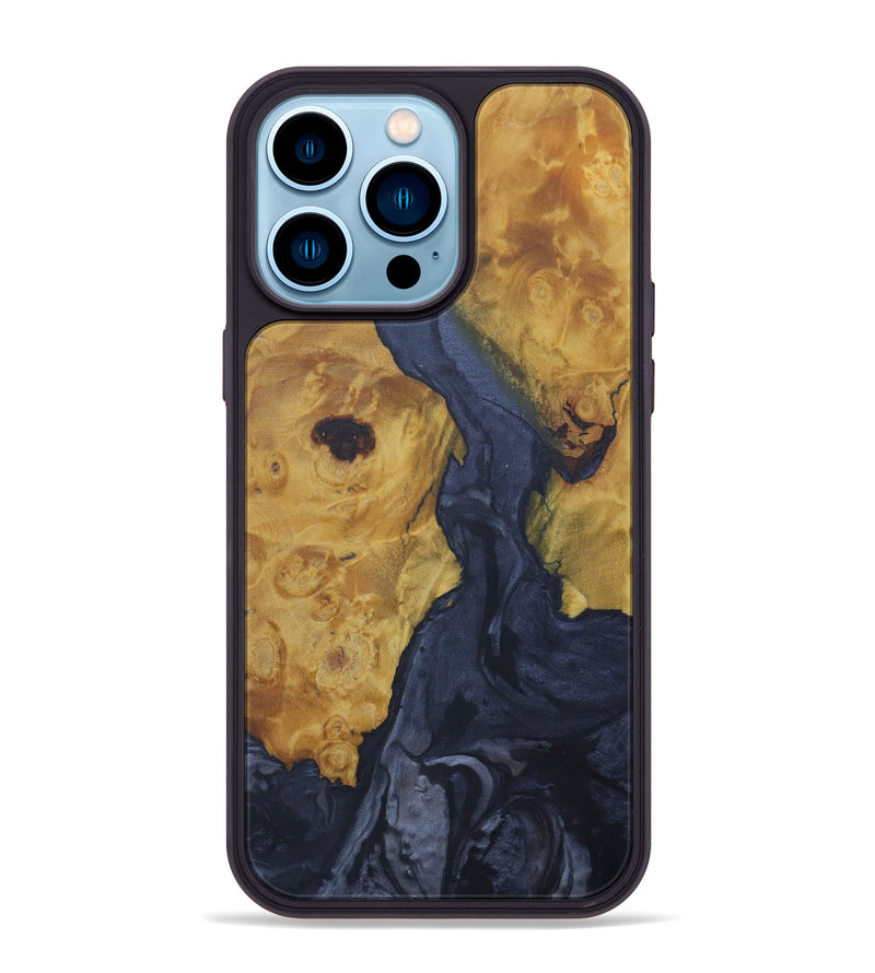 iPhone 14 Pro Max Wood+Resin Phone Case - Cordula (Pure Black, 597523)