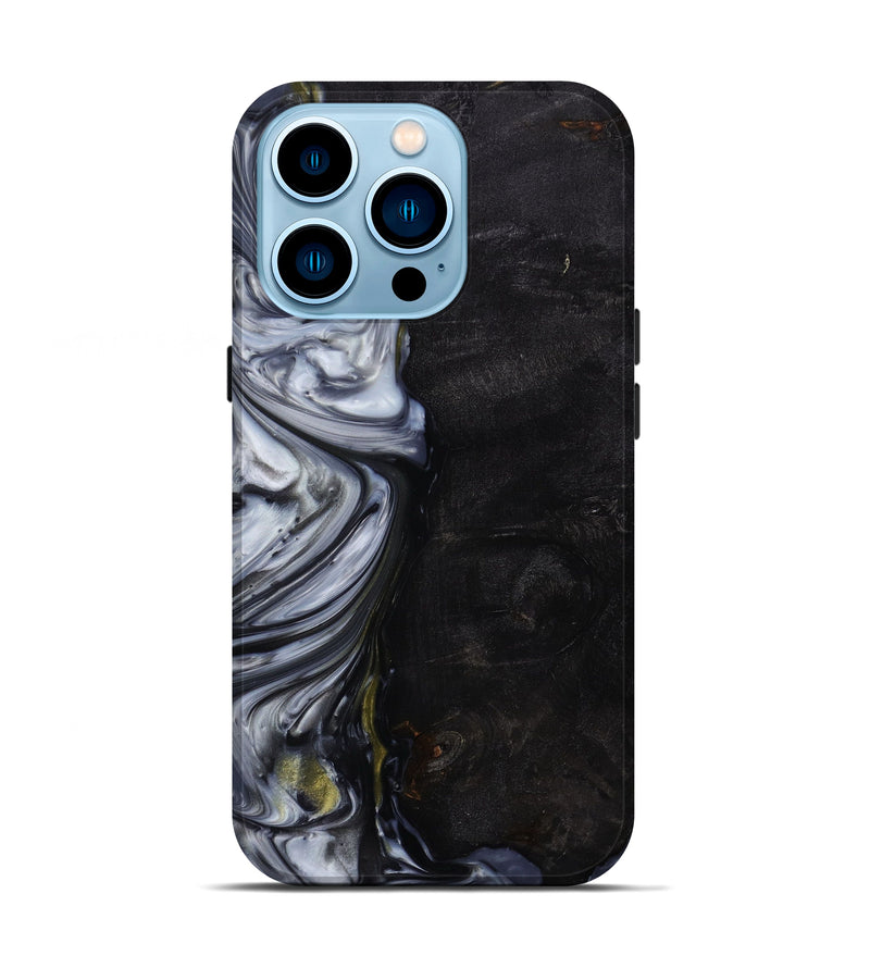 iPhone 14 Pro Wood+Resin Live Edge Phone Case - Dominic (Black & White, 644811)