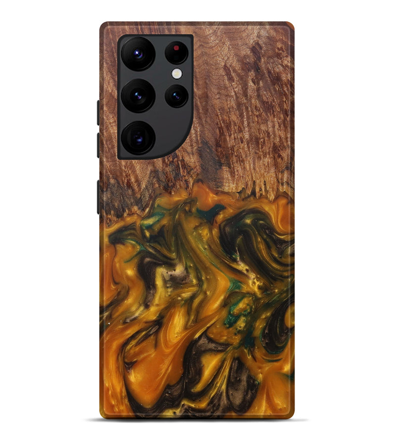 Galaxy S22 Ultra Wood+Resin Live Edge Phone Case - Constantine (Dark Red, 597388)