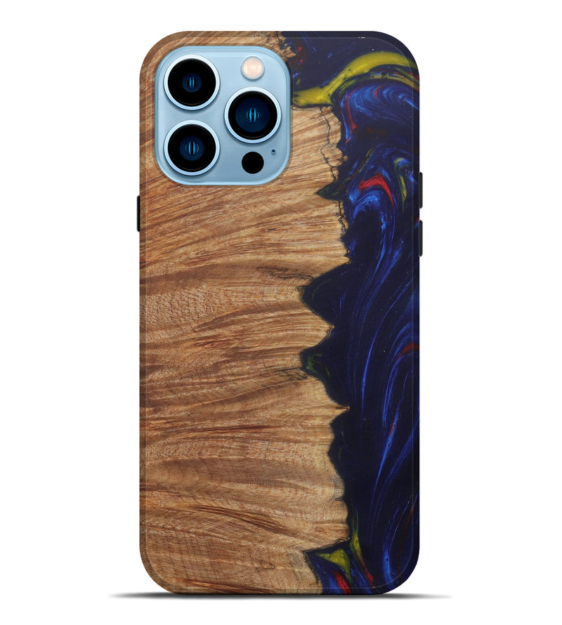 iPhone 14 Pro Max Wood+Resin Live Edge Phone Case - Brita (Dark Blue, 581697)