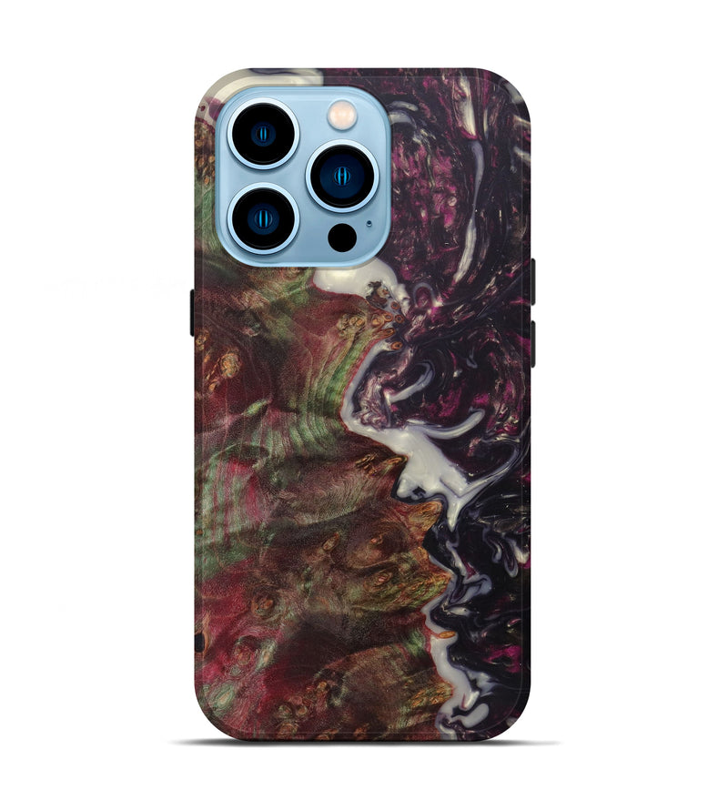 iPhone 14 Pro Wood+Resin Live Edge Phone Case - Lorianne (Dark Red, 602491)