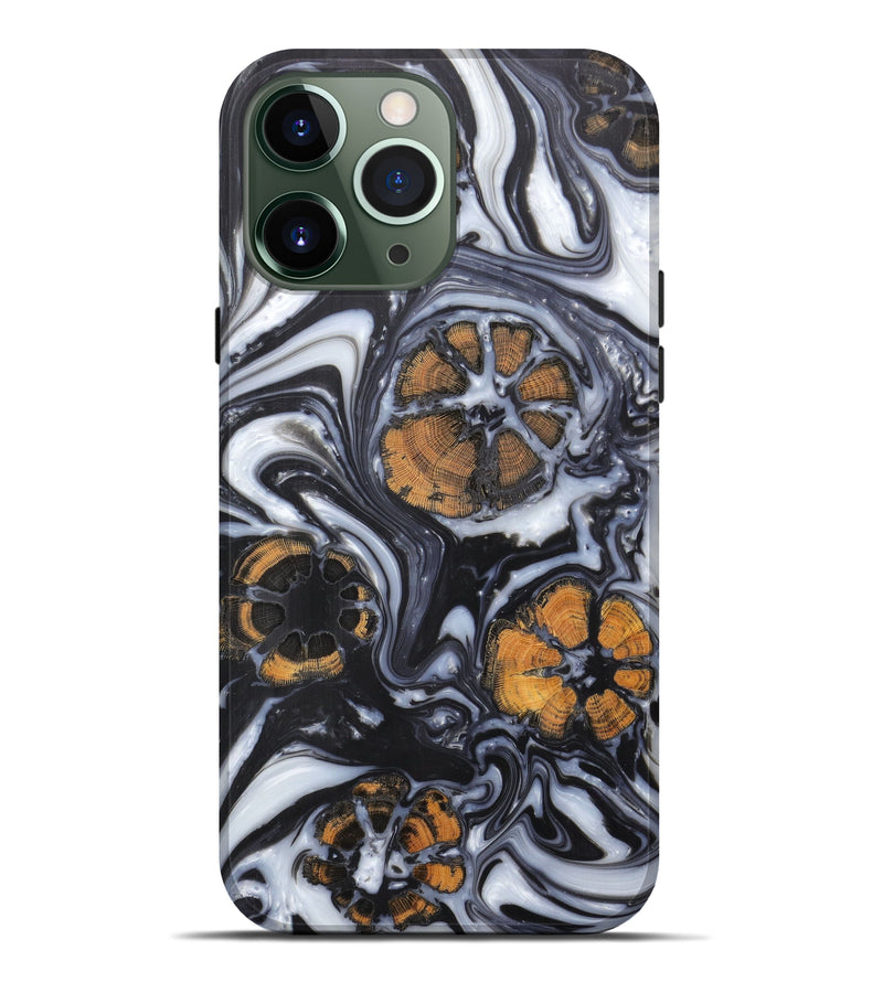 iPhone 13 Pro Max Wood+Resin Live Edge Phone Case - Sukhwant (Black & White, 606482)