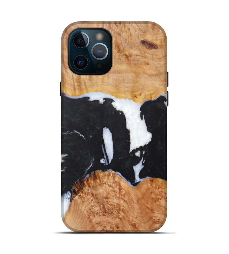 iPhone 12 Pro Wood+Resin Live Edge Phone Case - Zev (Black & White, 611067)