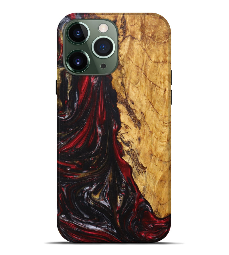 iPhone 13 Pro Max Wood+Resin Live Edge Phone Case - Ciara (Red, 631086)